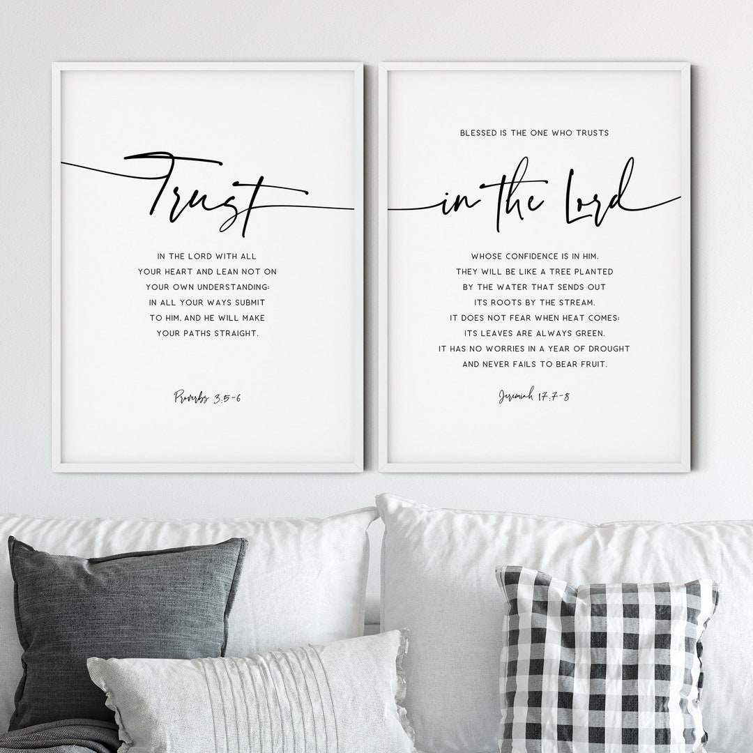 Trust in the LORD, Proverbs 3:5-6 | Duo Set, Christian Wall Art, A2 at XILEF Art